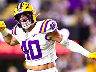 number 40 of the LSU Tigers football team celebrating