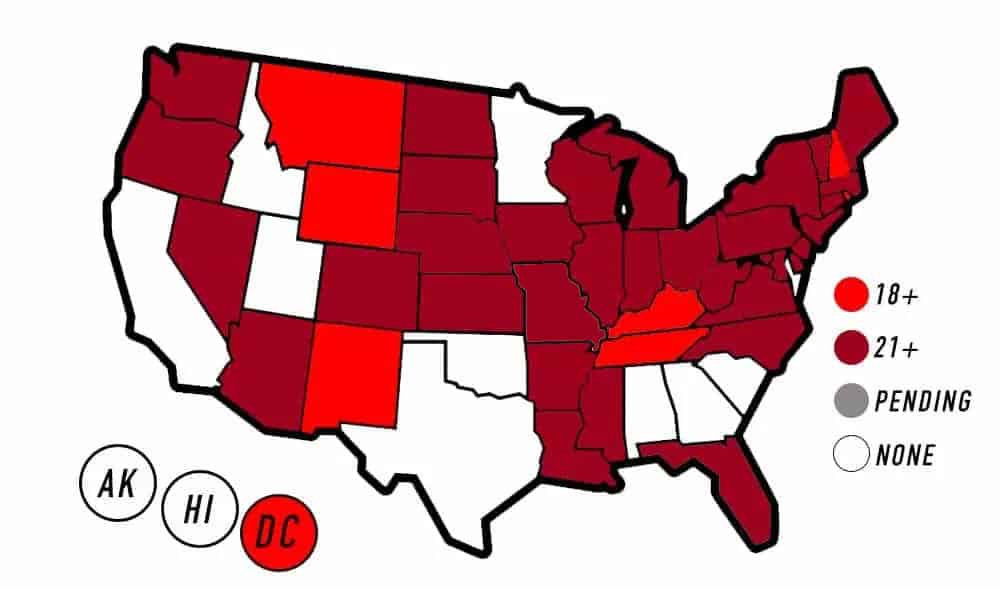 Domestic sports betting states