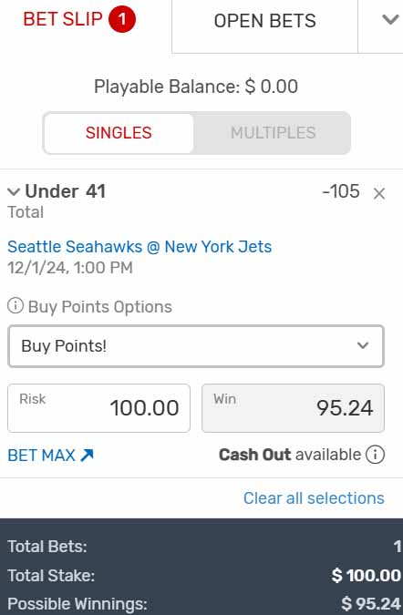 NFL buy points example