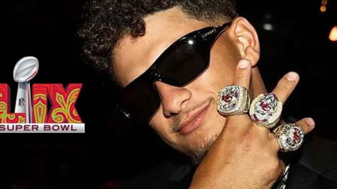 Mahomes with his Super Bowl rings