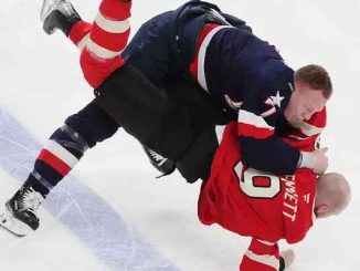 a fight between members of Team Canada and Team USA