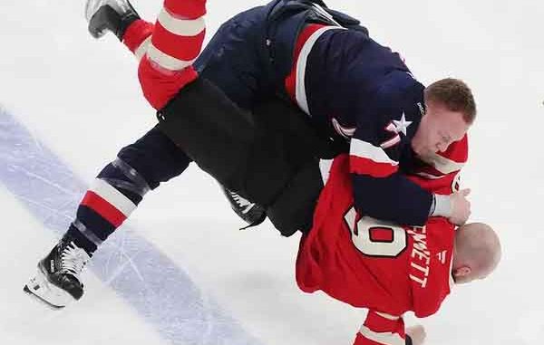 a fight between members of Team Canada and Team USA