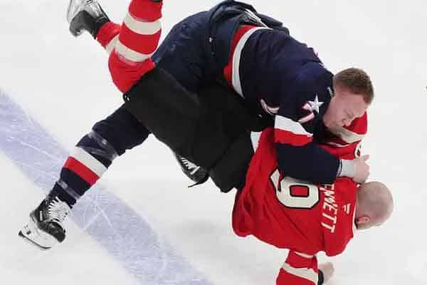 a fight between members of Team Canada and Team USA